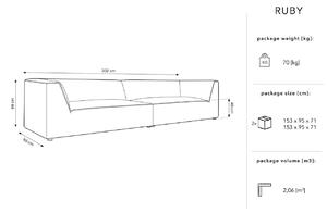 Szürke kordbársony négyüléses kanapé MICADONI Ruby 302 cm