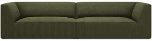 Zöld kordbársony négyüléses kanapé MICADONI Ruby 302 cm