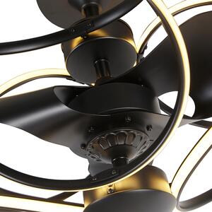 Design mennyezeti ventilátor fekete távirányítóval LED-del - Kauv