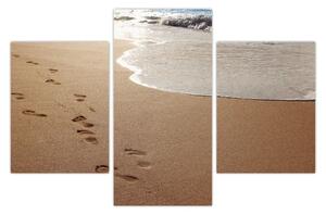 Kép - nyomok a homokban és a tenger (90x60 cm)