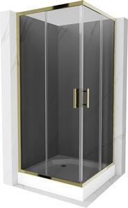 Mexen Rio, szögletes zuhany tolóajtóval 90 (ajtó) x 90 (ajtó) x 190 cm, 5mm szürke üveg, arany profil + fekete zuhanytálca RIO, 860-090-090-50-40-4510