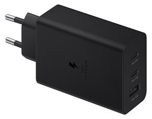 SAMSUNG hálózati töltő USB aljzat / 2 Type-C aljzat (65W, PD gyorstöltés támogatás) FEKETE (EP-T6530NBEGEU)