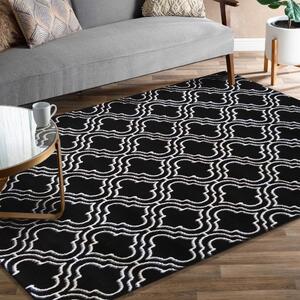 Minőségi skandináv szőnyeg, fekete színben, fehér mintával Szélesség: 80 cm | Hossz: 150 cm