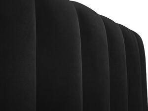Fekete bársony franciaágy MICADONI Kelp 140 x 200 cm tárolóval