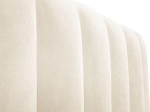 Bézs bársony franciaágy MICADONI Kelp 140 x 200 cm tárolóhellyel