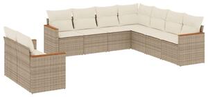 VidaXL Polyrattan Kerti Ülőgarnitúra - 9 részes - Bézs