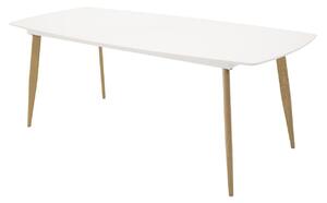 Asztal Dallas 131, Tölgy, Fehér, 75x100x240cm, Közepes sűrűségű farostlemez, Fém