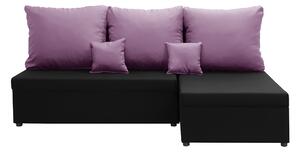 BODZO Kinyitható sarokkanapé Fekete/lila