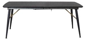 Asztal Dallas 173, Fekete, 75x90x180cm, Hosszabbíthatóság, Természetes fa furnér, Közepes sűrűségű farostlemez, Fém