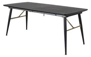 Asztal Dallas 173, Fekete, 75x90x180cm, Hosszabbíthatóság, Természetes fa furnér, Közepes sűrűségű farostlemez, Fém