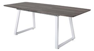 Asztal Dallas 172, Fehér, Szürke, 75x85x160cm, Hosszabbíthatóság, Közepes sűrűségű farostlemez, Fém