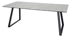 Asztal Dallas 177, Fekete, Fehér márvány, 74.5x90x140cm, Márvány, Fém