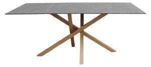 Asztal Dallas 194, Szürke, Tölgy, 75x90x180cm, Spraystone, Fém