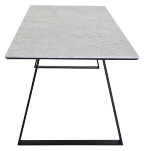 Asztal Dallas 177, Fehér márvány, Fekete, 74.5x90x140cm, Márvány, Fém
