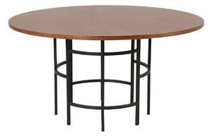Asztal Dallas 243, Fekete, Barna, 74cm, Természetes fa furnér, Közepes sűrűségű farostlemez, Fém