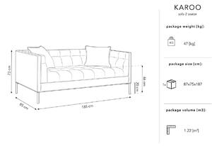 Szürke bársony kétüléses kanapé MICADONI Karoo 185 cm fekete talppal
