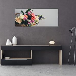Egy kosár virágokkal képe (120x50 cm)