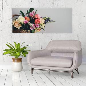 Egy kosár virágokkal képe (120x50 cm)