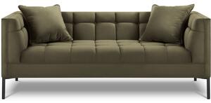 Zöld bársony kétüléses kanapé MICADONI Karoo 185 cm fekete talppal