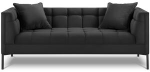 Sötétszürke bársony kétüléses kanapé MICADONI Karoo 185 cm fekete talppal