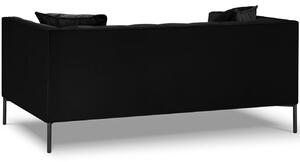 Fekete bársony kétüléses kanapé MICADONI Karoo 185 cm fekete talppal