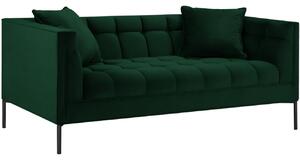 MICADONI Karoo 185 cm-es palack zöld bársony kétüléses kanapé fekete alappal