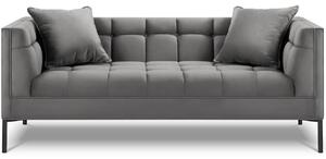 Szürke bársony kétüléses kanapé MICADONI Karoo 185 cm fekete talppal