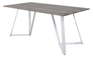Asztal Dallas 372, Fehér, Szürke tölgy, 75x90x180cm, Közepes sűrűségű farostlemez, Fém