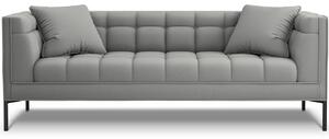 Szürke szövet háromüléses kanapé MICADONI Karoo 224 cm fekete talppal