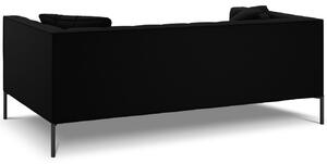 Fekete szövet háromszemélyes kanapé MICADONI Karoo 224 cm fekete talppal