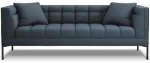 Kék szövet háromszemélyes kanapé MICADONI Karoo 224 cm fekete talppal