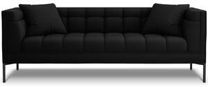Fekete szövet háromszemélyes kanapé MICADONI Karoo 224 cm fekete talppal