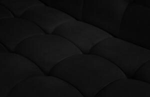 Fekete bársony sarokkanapé MICADONI Karoo 270 cm fekete talppal, bal