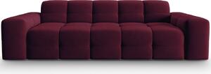 Bordó vörös bársony háromszemélyes kanapé MICADONI Kendal 222 cm