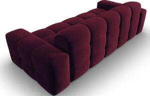Bordó vörös bársony háromszemélyes kanapé MICADONI Kendal 222 cm