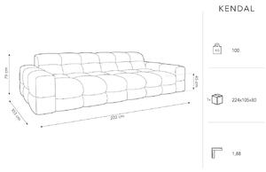 Fekete bársony háromszemélyes kanapé MICADONI Kendal 222 cm