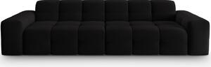Fekete bársony négyszemélyes kanapé MICADONI Kendal 255 cm