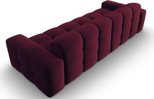 Bordó vörös bársony négyszemélyes kanapé MICADONI Kendal 255 cm