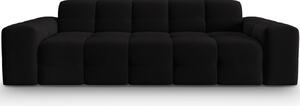Fekete bársony háromszemélyes kanapé MICADONI Kendal 222 cm