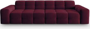 Bordó vörös bársony négyszemélyes kanapé MICADONI Kendal 255 cm