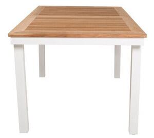 Kerti asztal Dallas 809 75x90cm, Fényes fa, Fehér, Fém