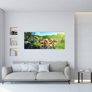 A tó képe a Seychelle-szigetek dzsungelében (120x50 cm)
