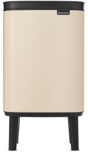 Brabantia Bo Waste Bin Hi hulladékgyűjtő felnyitható, Soft-Close fedéllel, magasított, lábakon álló, műanyag tartály, 4L - A méret, acél, világos bézs - 251627