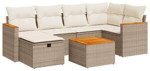 VidaXL Polyrattan Kerti Ülőgarnitúra - 7 részes - Bézs