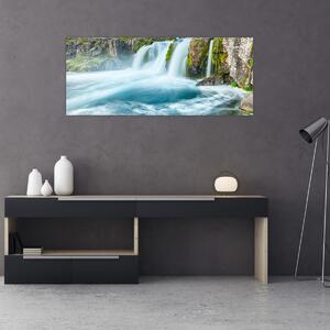 Kép - sziklák és a vízesés (120x50 cm)