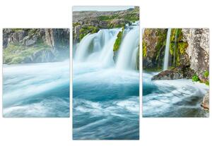 Kép - sziklák és a vízesés (90x60 cm)