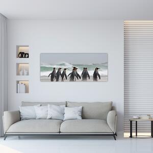 Pingvinek képe az óceán mellett (120x50 cm)