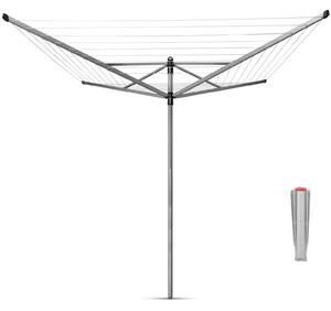 Brabantia Rotary Dryer Lift-O-Matic kerti ruhaszárító 40m, UV-álló, forgatható, D=45mm, állítható magasság, rögzítése földbe szúrható fém konzollal, metál szürke - 310928