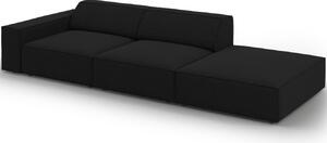 Fekete szövet háromüléses kanapé MICADONI Jodie 262 cm, jobb