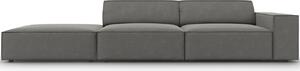 Világosszürke bársony háromszemélyes kanapé MICADONI Jodie 262 cm, bal